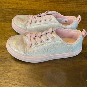 Toms elastic laces sneakers pink metallic glitter
